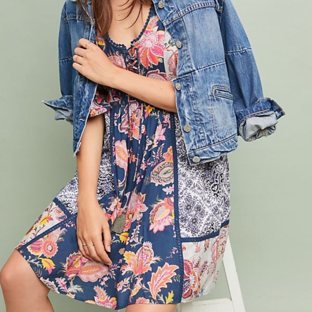 Anthropologie Lilka Patchwork Trapeze Dress